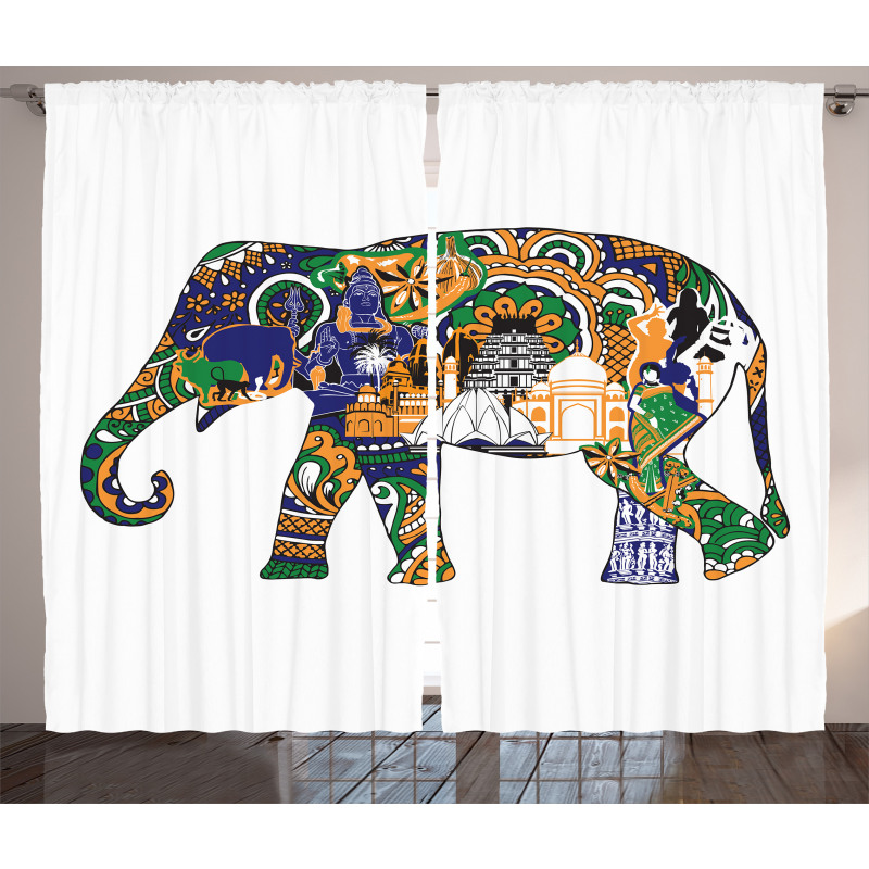 Elephant Asian Symbol Curtain