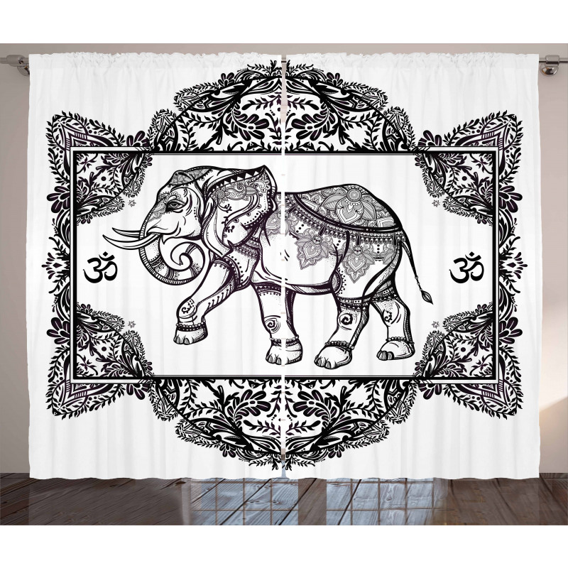 Bohemic Floral Elephant Curtain