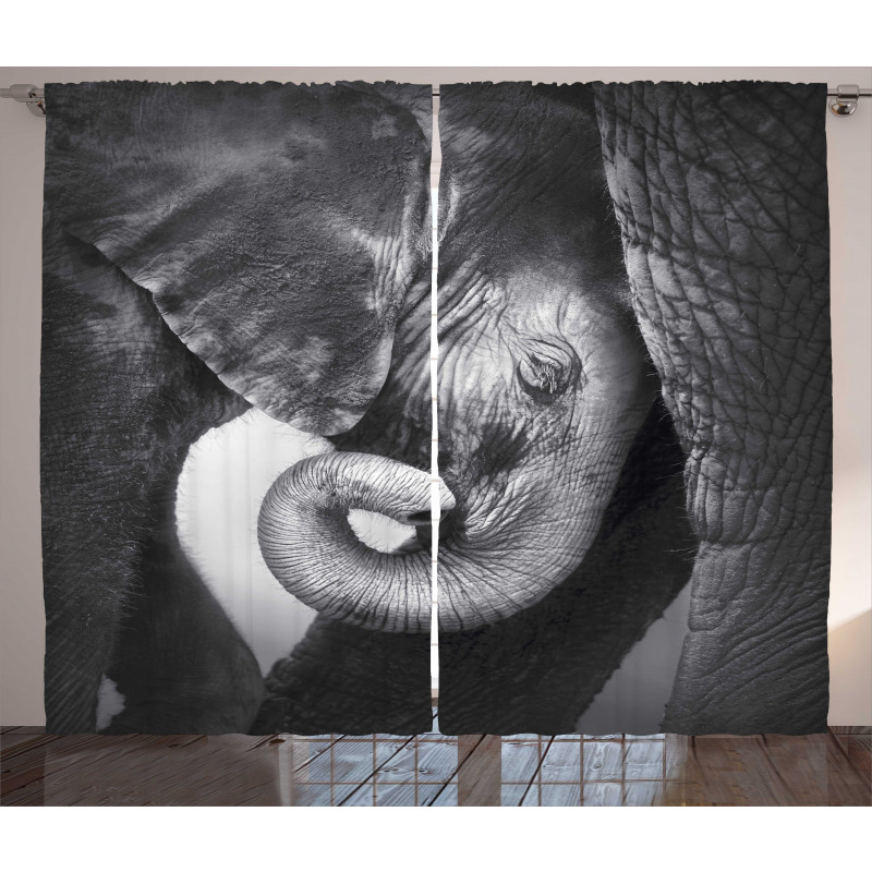 Elephant Mother and Baby Curtain