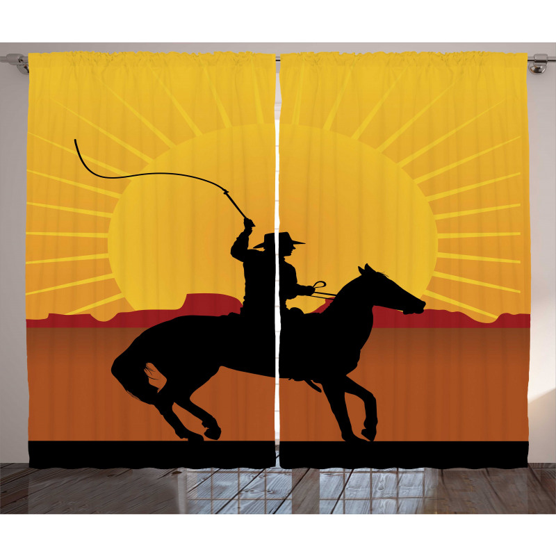 Cowboy on Horse Shade Curtain