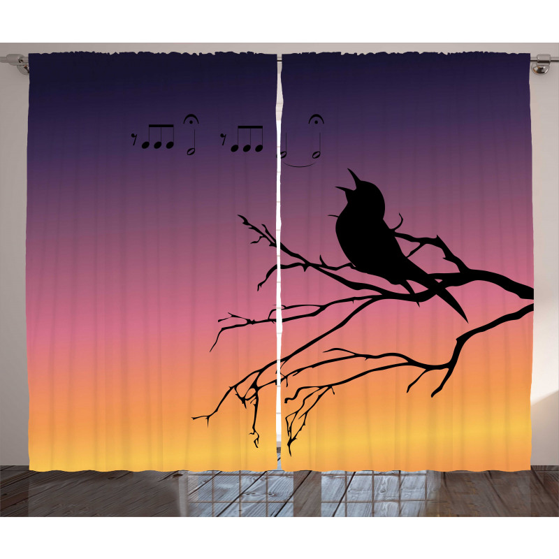 Gradient Sunrise Bird Curtain