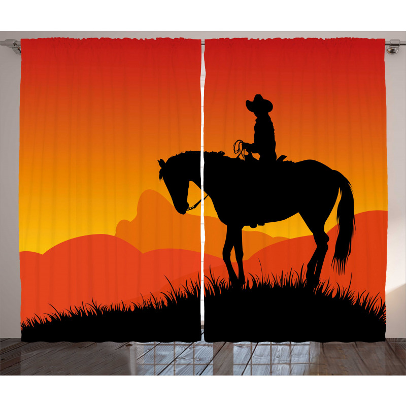 Lonely Cowboy Horseback Curtain