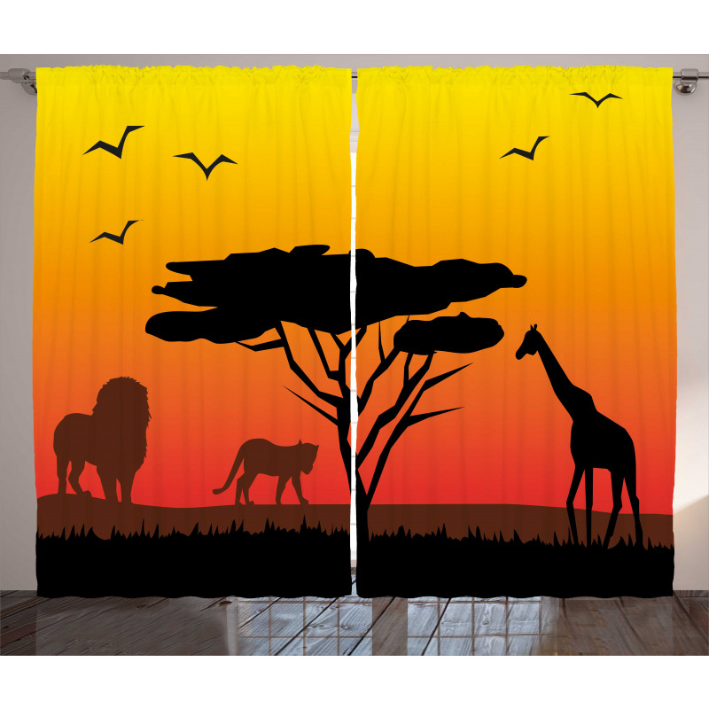 Savannah Animals Sunset Curtain