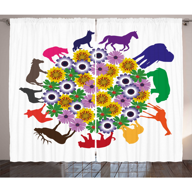 Flowers Wild Animals Curtain