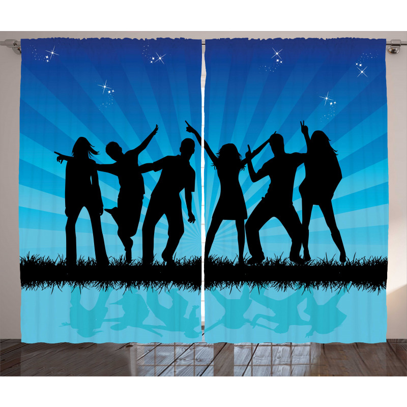 Dancing Crowd Sunrays Curtain