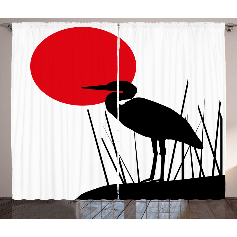 Heron Bird on Japanese Curtain