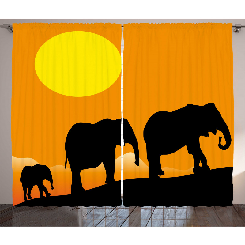 Baby Elephant and Family Curtain