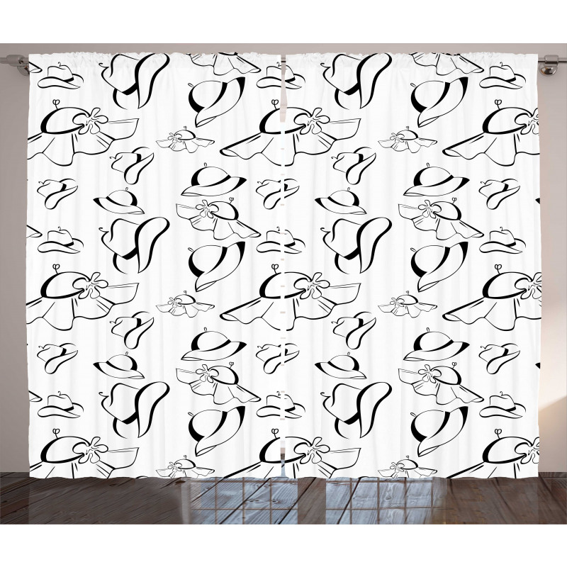 Monochrome French Hats Curtain