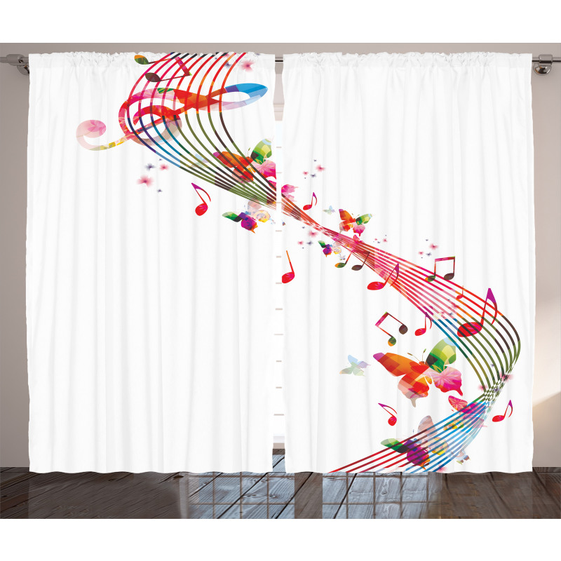 Colorful Notes Butterfly Curtain