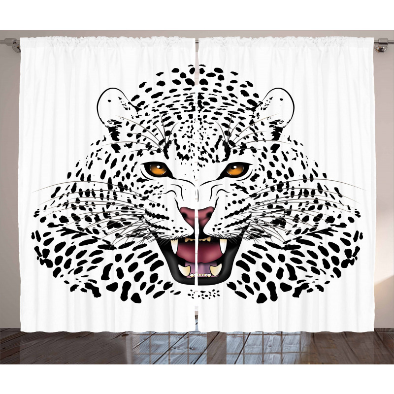 Angry Wild Leopard Curtain