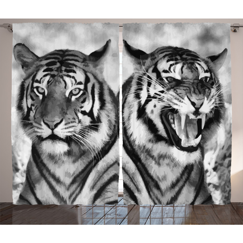 Aggressive Wild Tiger Curtain