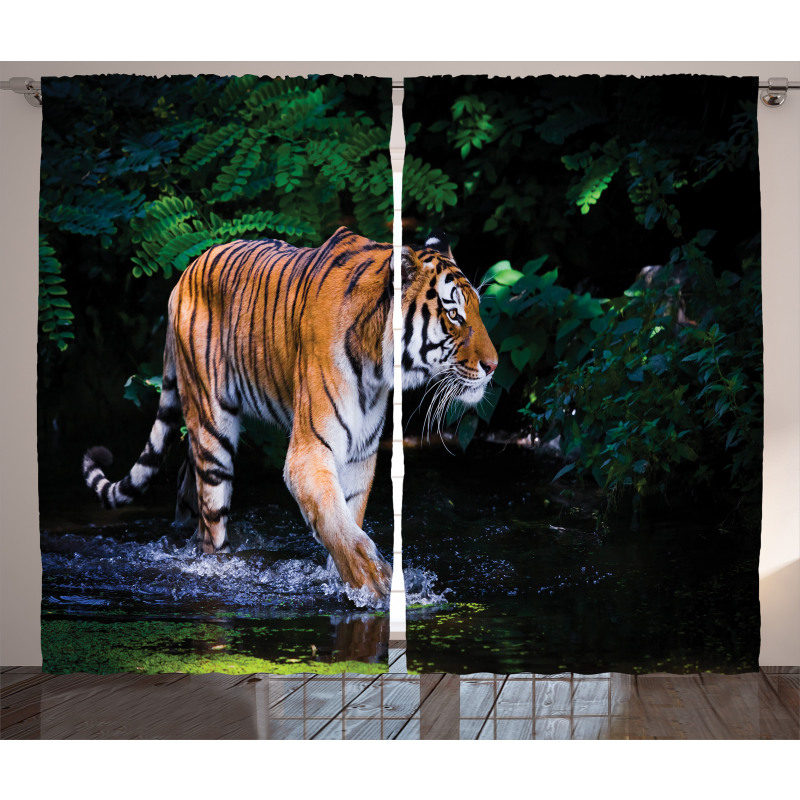 Wild Jungle Tiger Tree Curtain