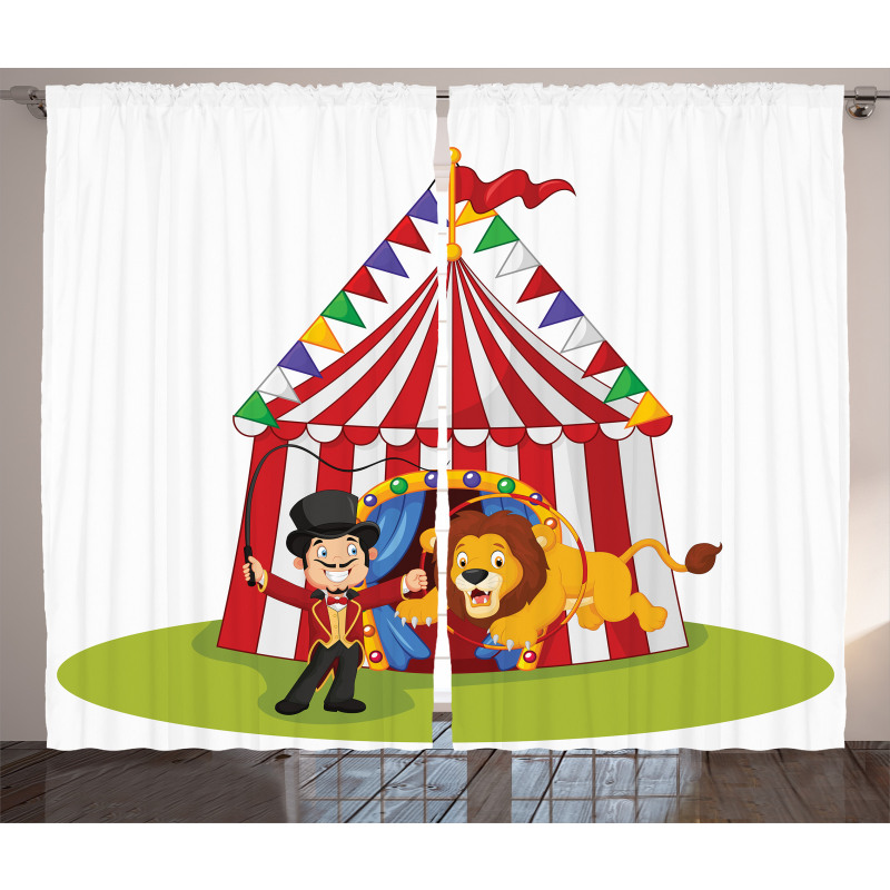 Cartoon Lion Jumping Ring Curtain