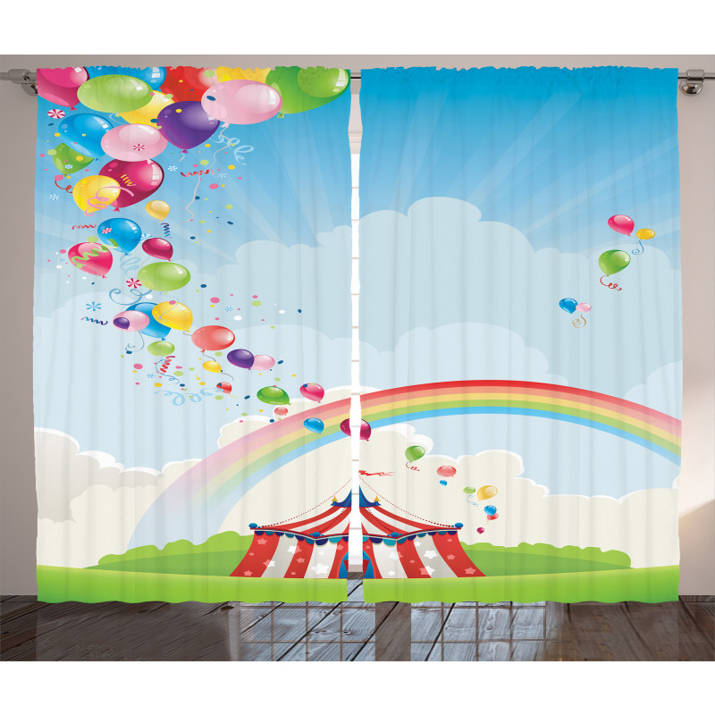 Circus Rainbow Clouds Curtain