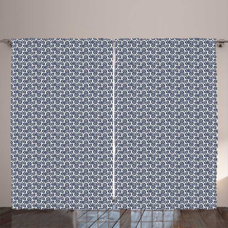 Monochrome Flowers Motifs Curtain