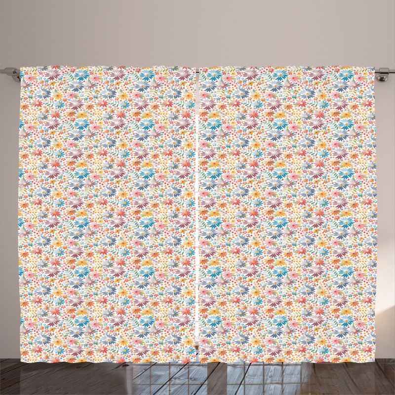 Zigzag Lines Flowers Art Curtain