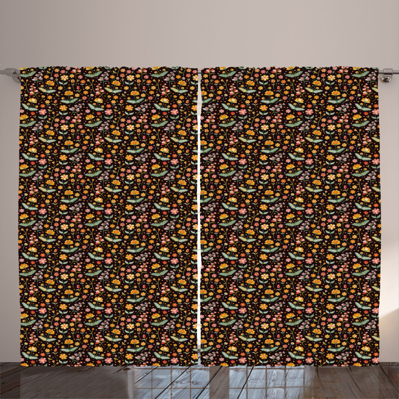 Earth Tone Wild Flowers Art Curtain