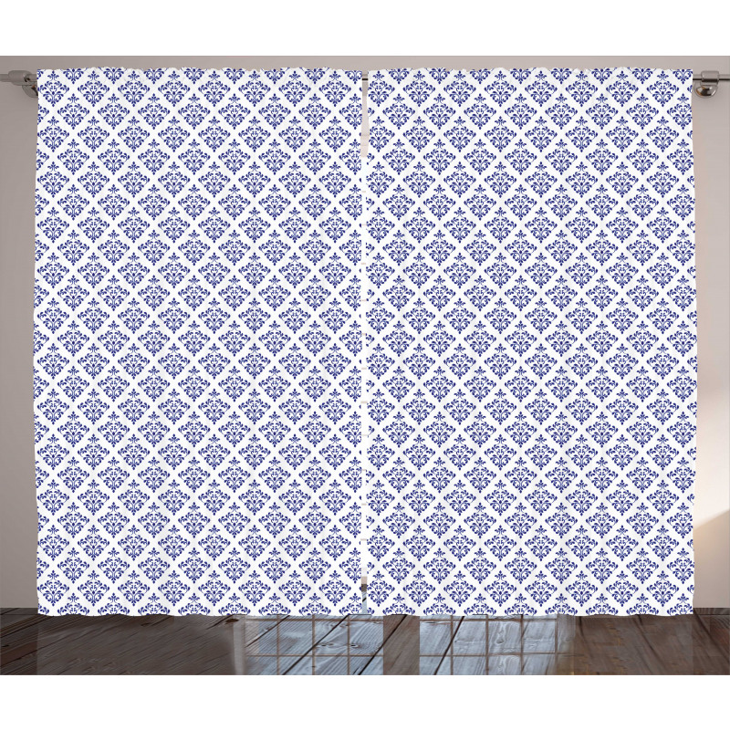 Monochrome Damask Leaves Curtain