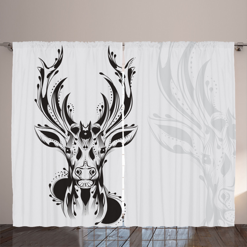 Tribal Deer Shadow Art Curtain