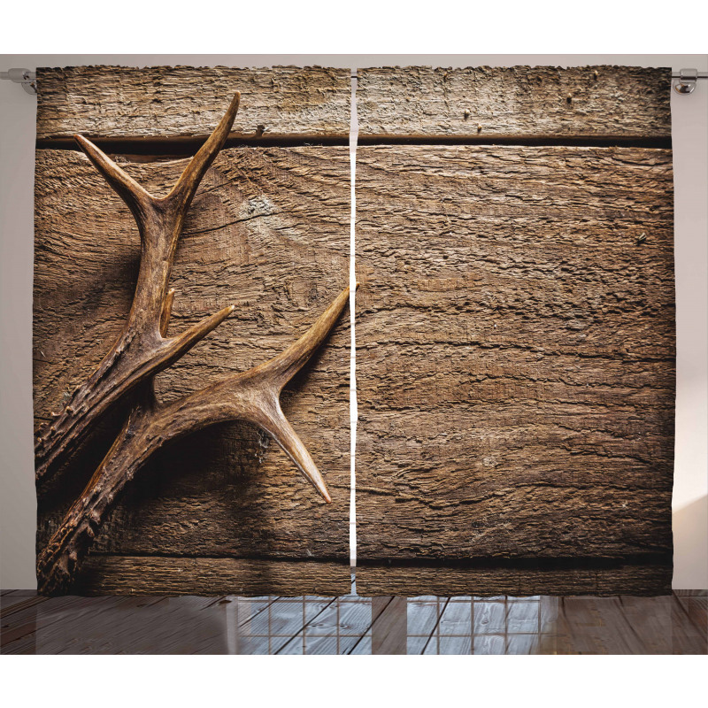 Wooden Deer Rustic Antler Curtain