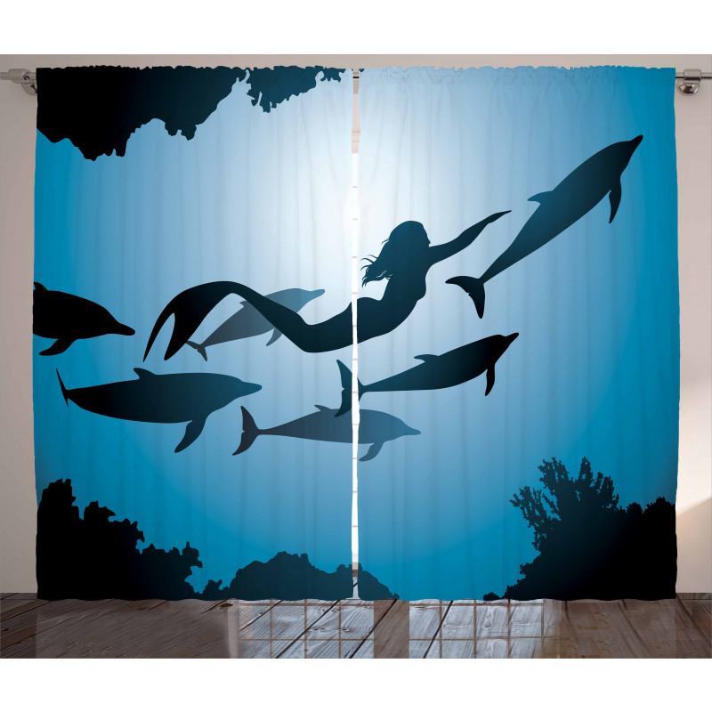 Mermaid and Dolphins Curtain