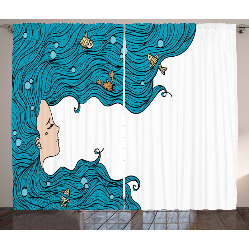 Girl Oceanic Hairstyle Curtain
