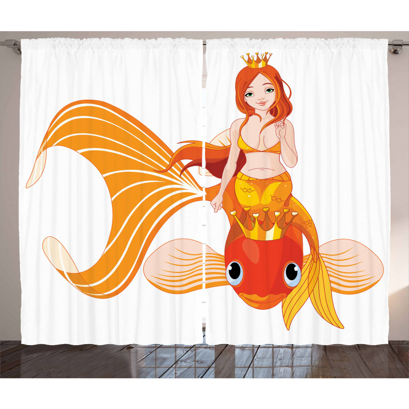 Princess on Goldfish Curtain
