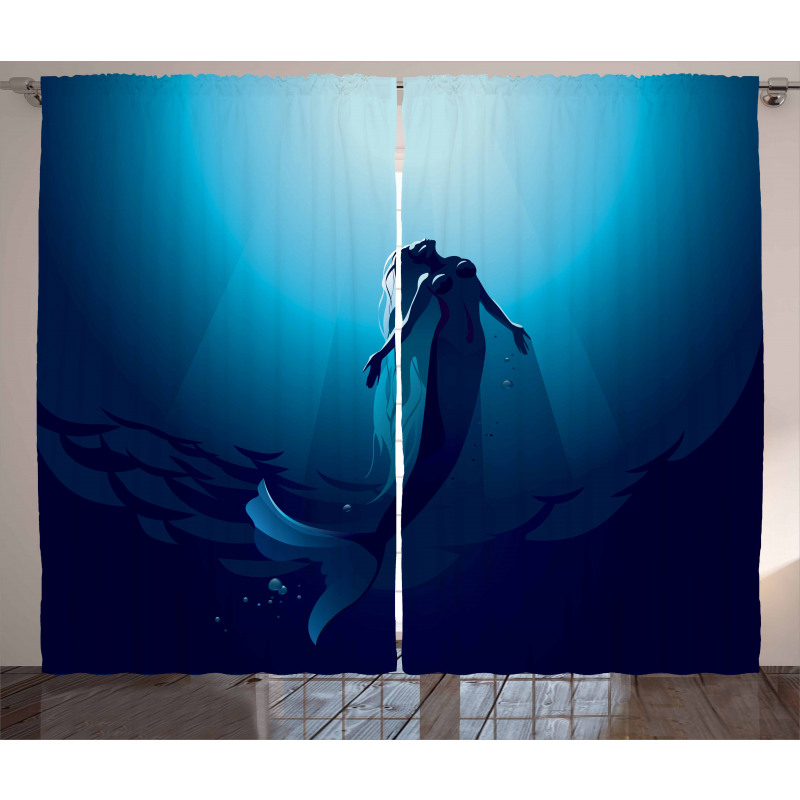 Mermaid in Deep Water Curtain