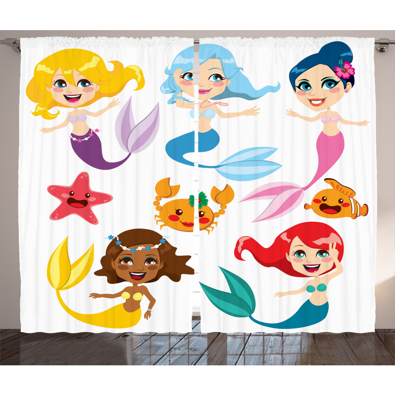 Mermaids Sea Friends Curtain