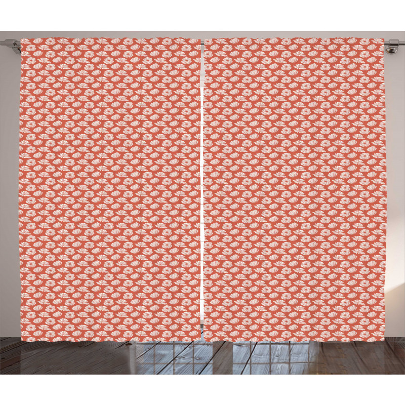 Retro Design Poppy Flowers Curtain