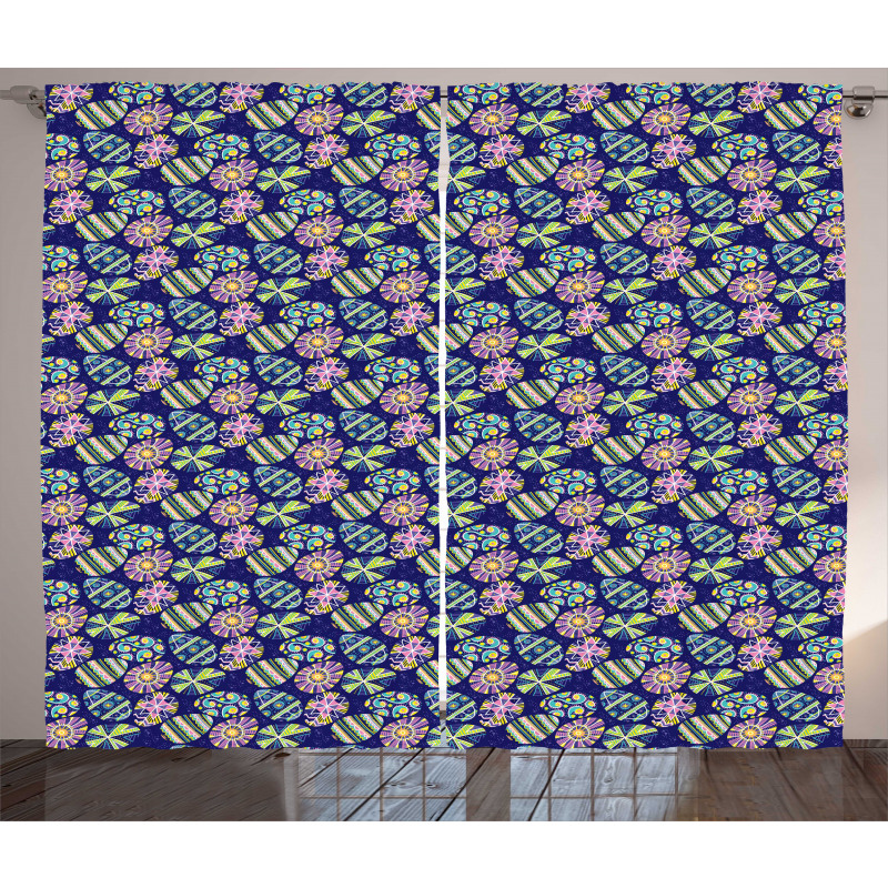 Repetitive Style Ornate Eggs Curtain