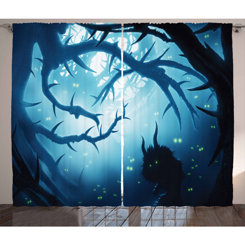 Night Forest Halloween Curtain