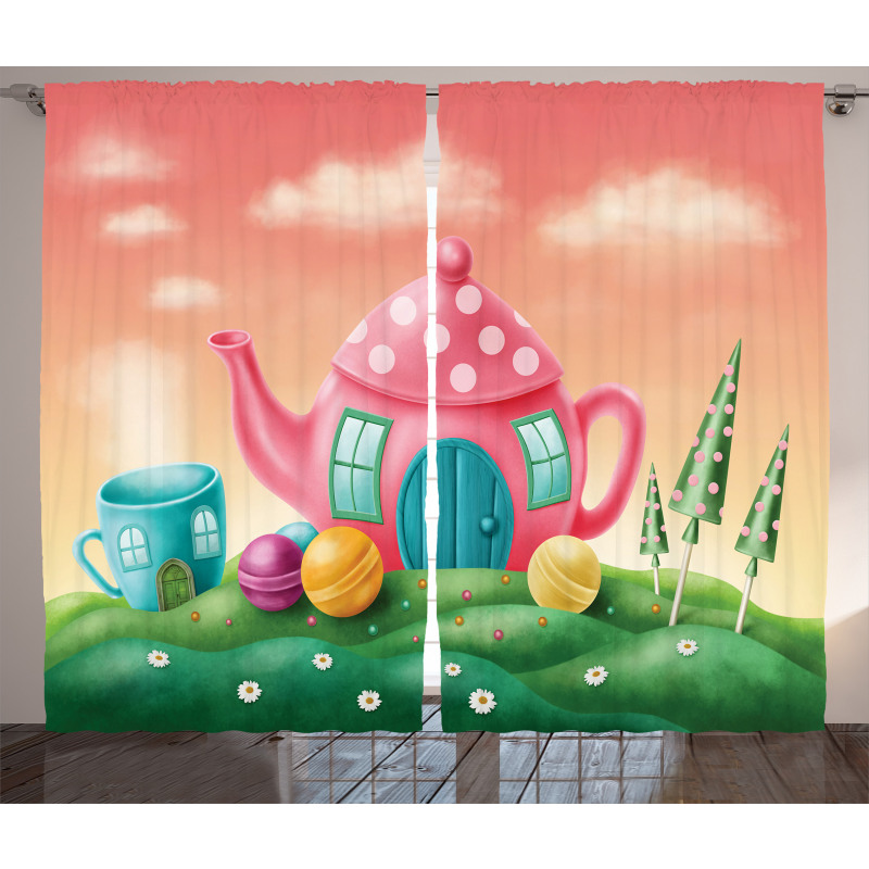 Teapot and Teacup House Curtain
