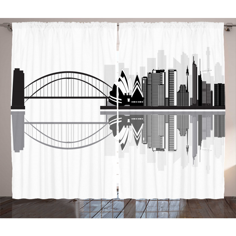 Monochrome Sydney Skyline Curtain