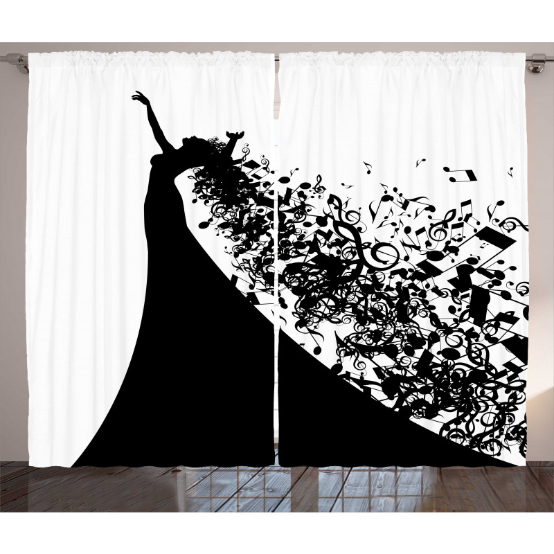 Black and White Singer Woman Curtain