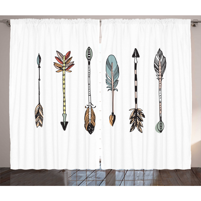 Tribal Arrows Drawn by Hand Curtain