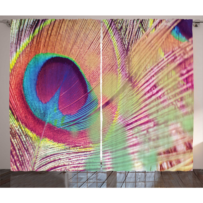 Colorful Macro Plume Photo Curtain