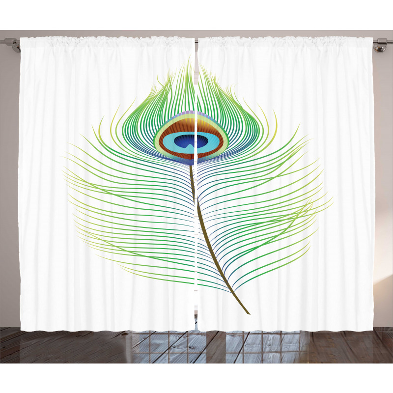 Single Retro Plume Peacock Curtain