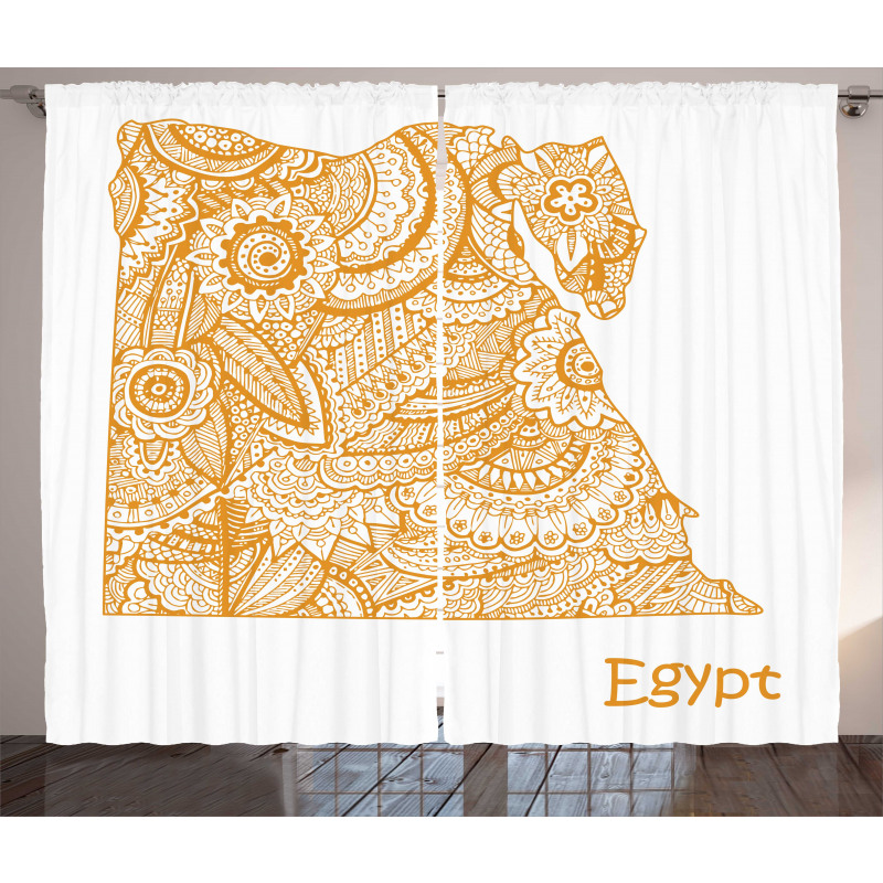 Egypt Map Flower Curtain