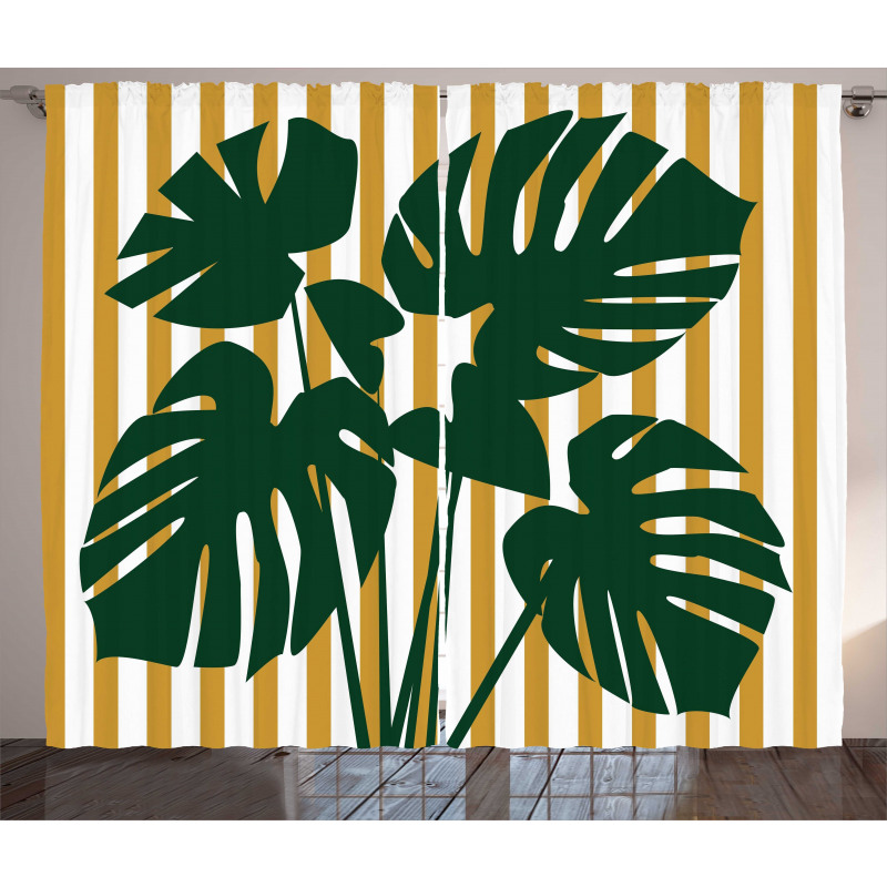 Hawaiian Monstera Stripes Curtain