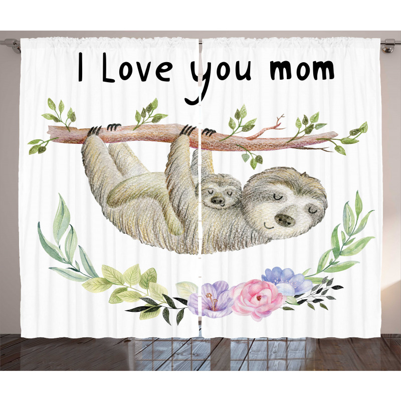 Mom Sloth and Baby Curtain