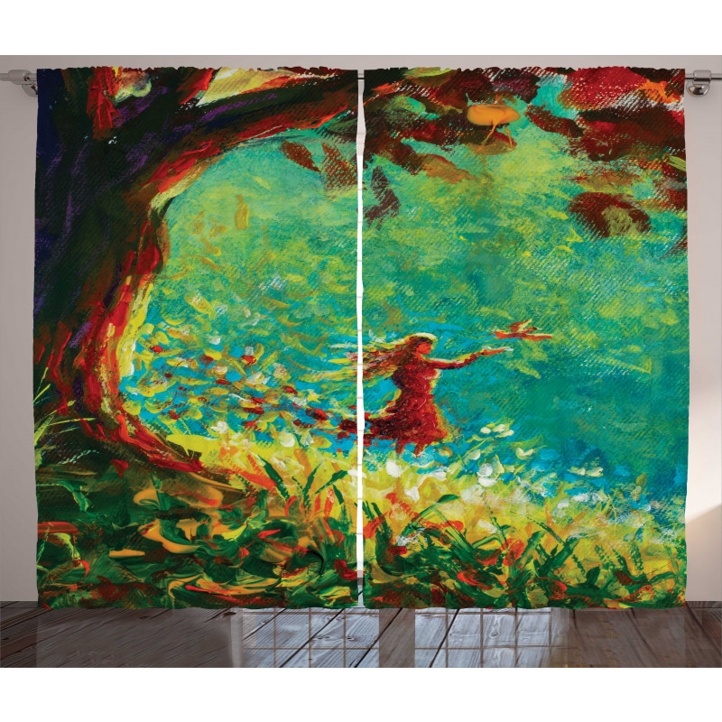 Painting of a Forest Scene Curtain