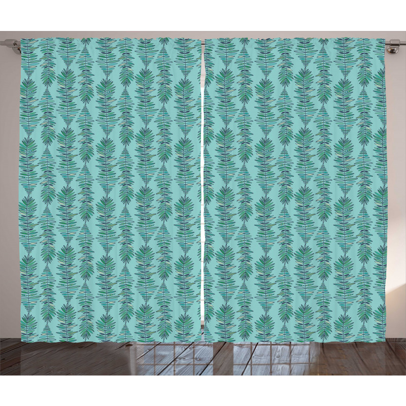 Vertical Strips with Leaves Curtain