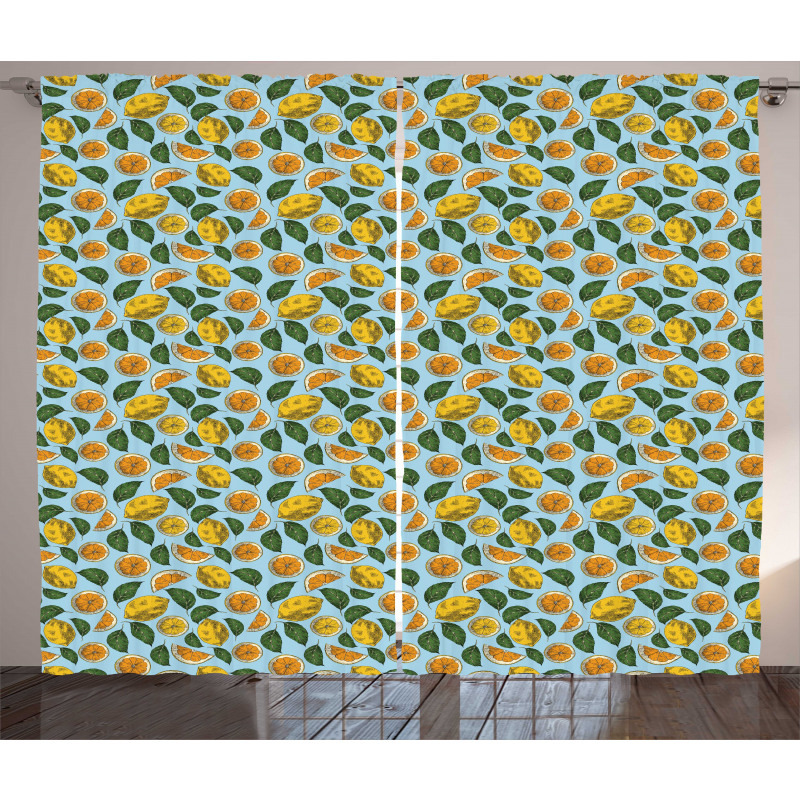 Sour Fruit and Leaves Pattern Curtain