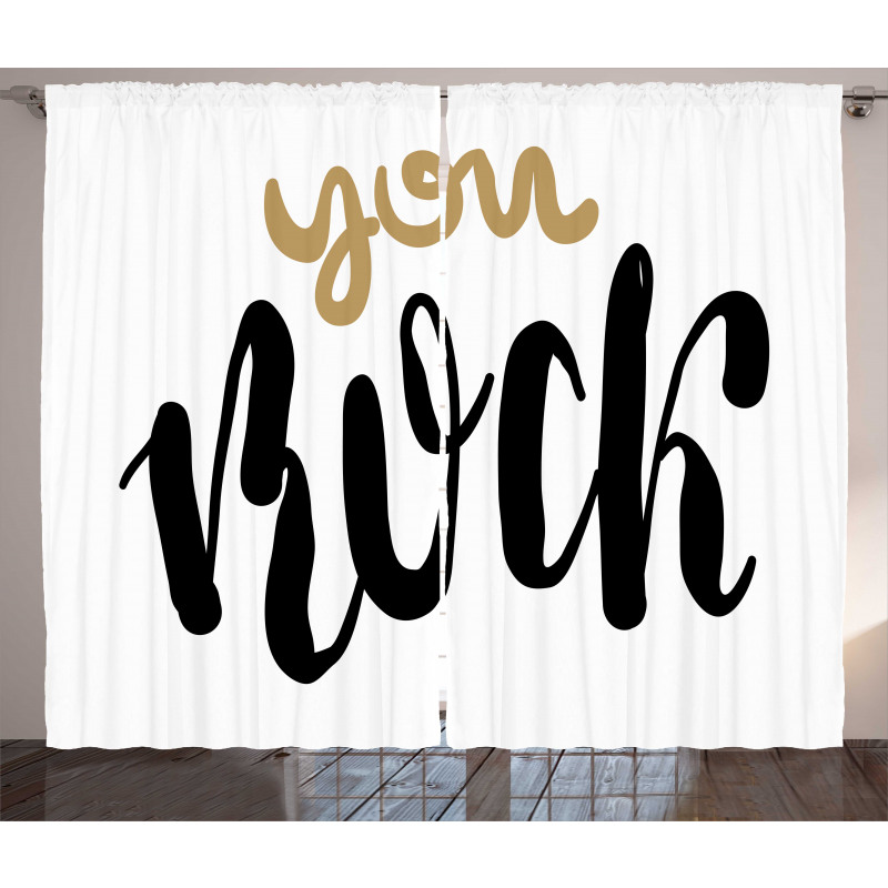 Cursive Inspirational Art Curtain