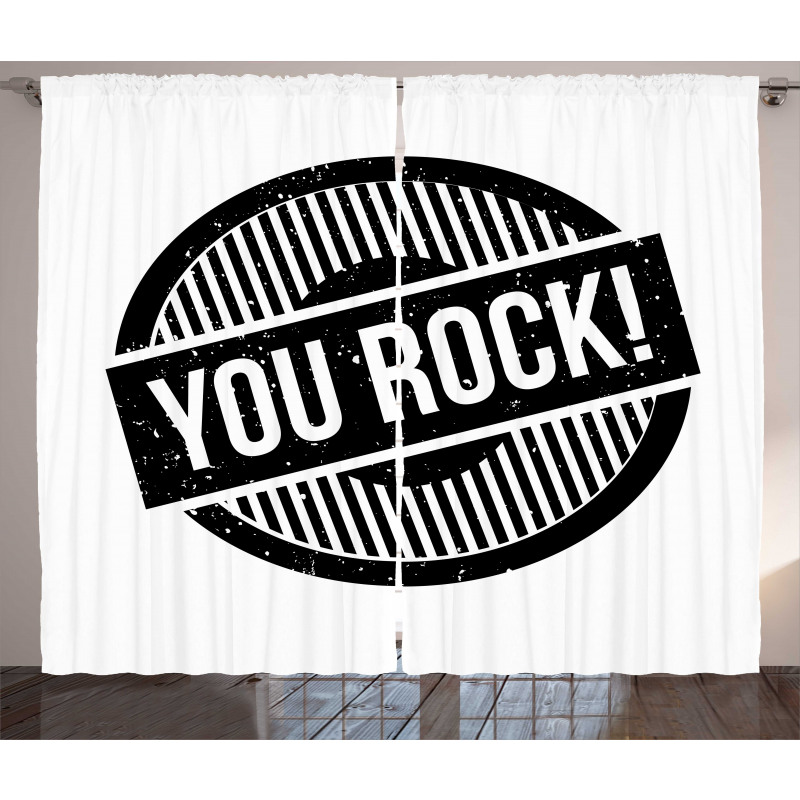 Stamp Grunge Motivational Curtain