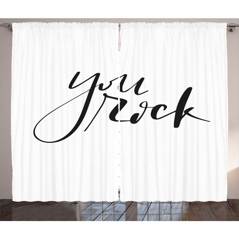 Monochrome Cursive Motto Curtain