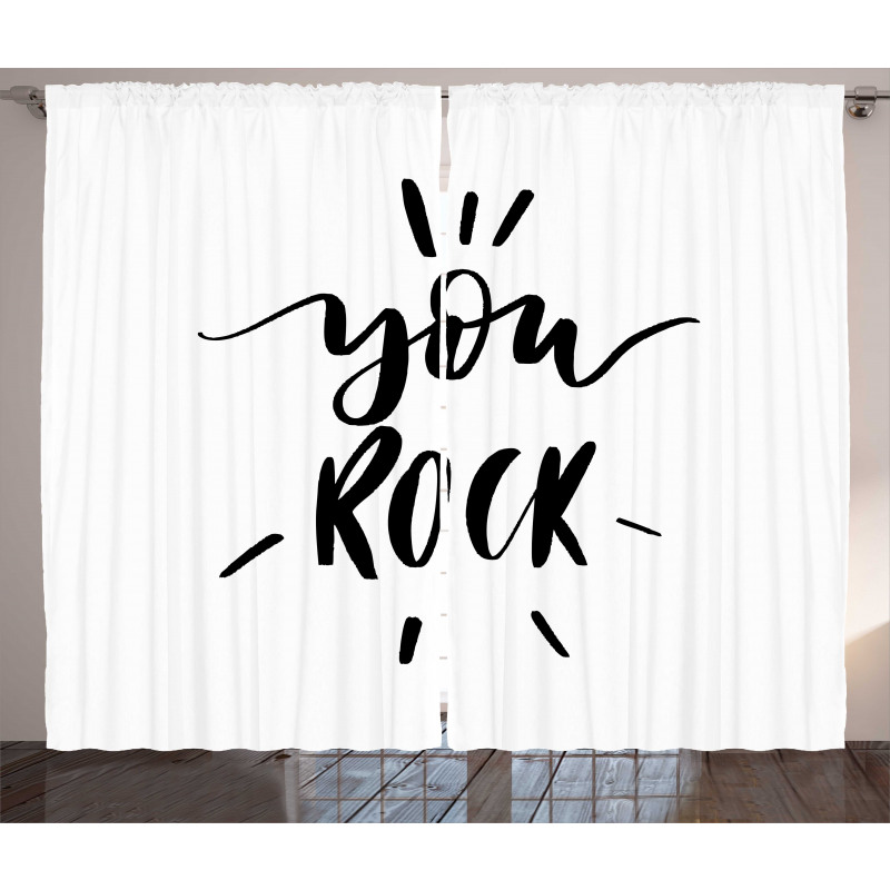 Monochrome Lettering Art Curtain