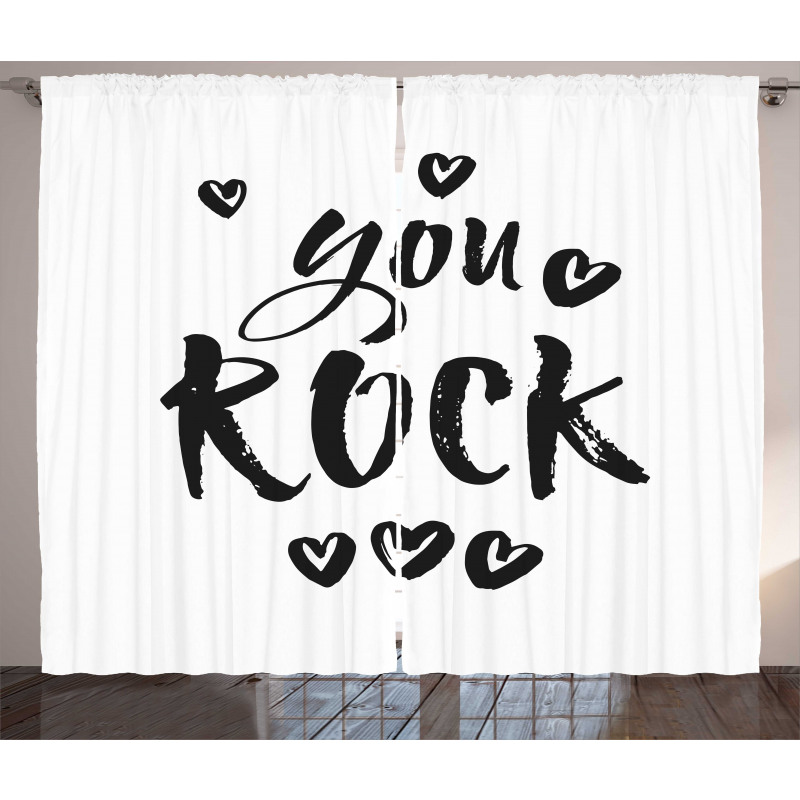 Charcoal Heart Ornaments Curtain