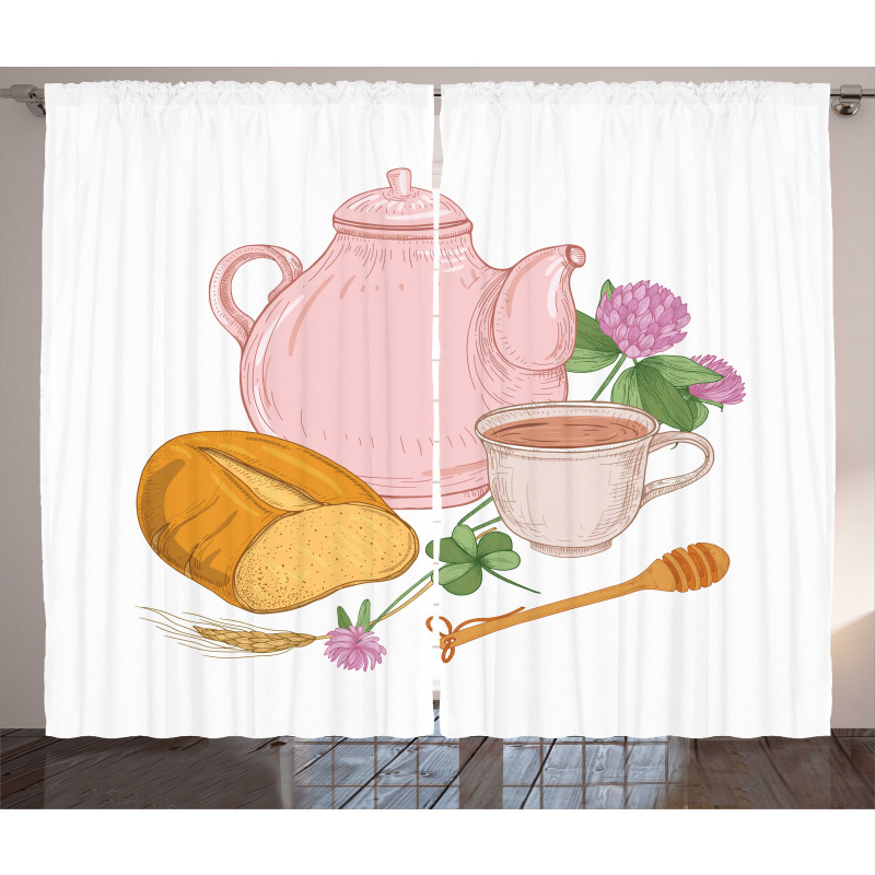 Honey Spoon Cup of Coffee Curtain